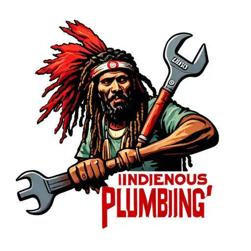 "Indigenous Plumbing " dreadlock Native American plumber holding a wrench tattoo design idea