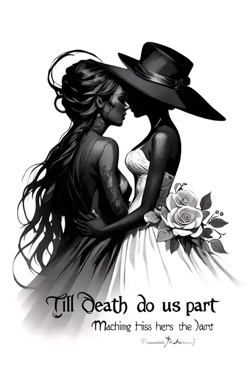till death do us part" matching his and hers tattoo design idea