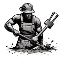 concreter with trowels tattoo design idea