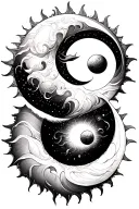 sun and moon intertwined tattoo design idea
