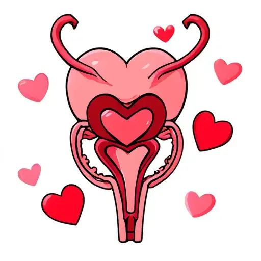 Uterus womb tracing with Valentine cartoon heart cute tattoo design idea