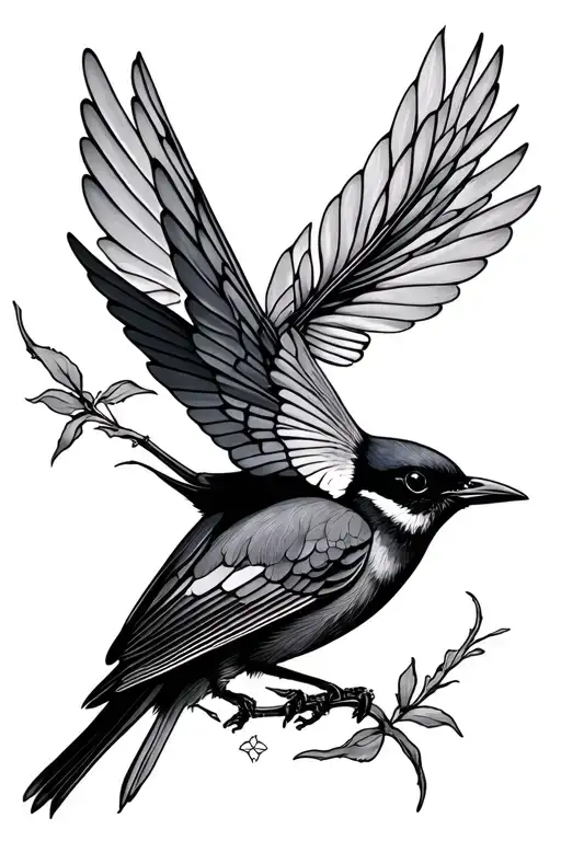 Nightingale flies tattoo design idea