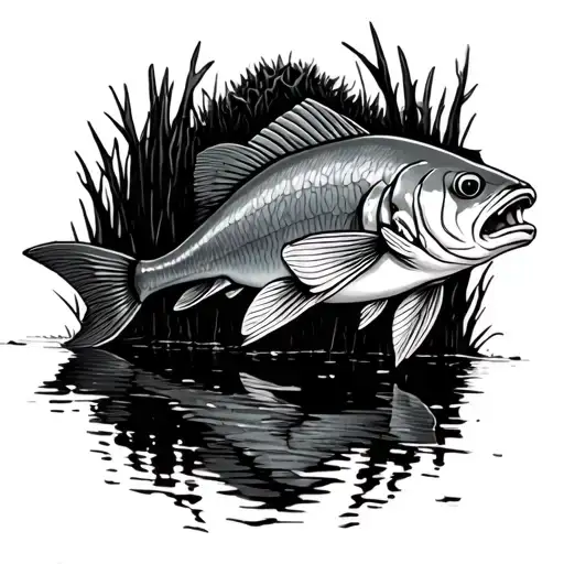 dead fish Louisiana swamp scene tattoo design idea