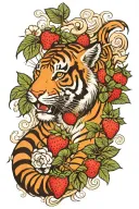 the Buddhist parable of tiger and the strawberry tattoo design idea