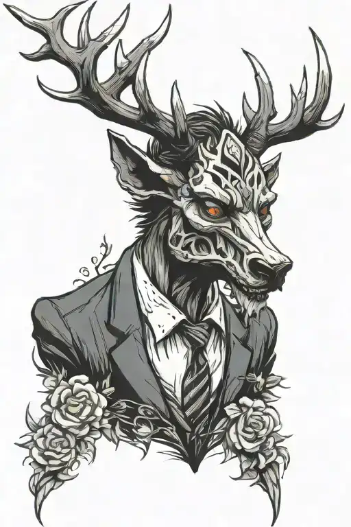 wendigo in a suit tattoo design idea