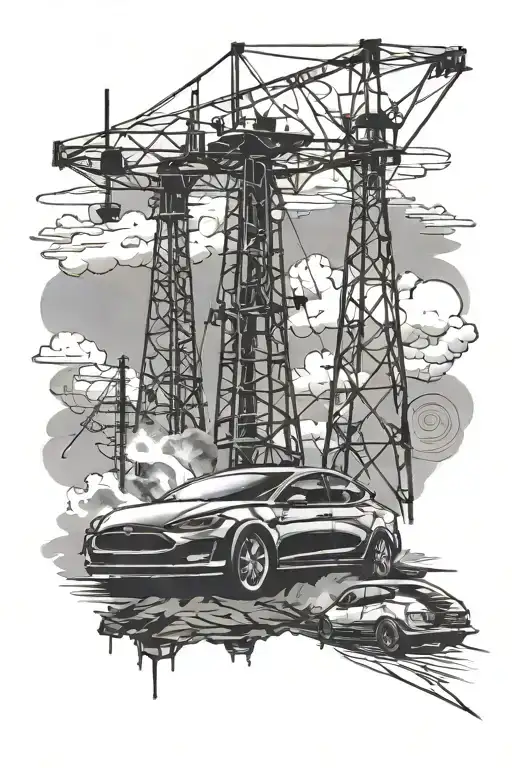 radio towers and Tesla tattoo design idea