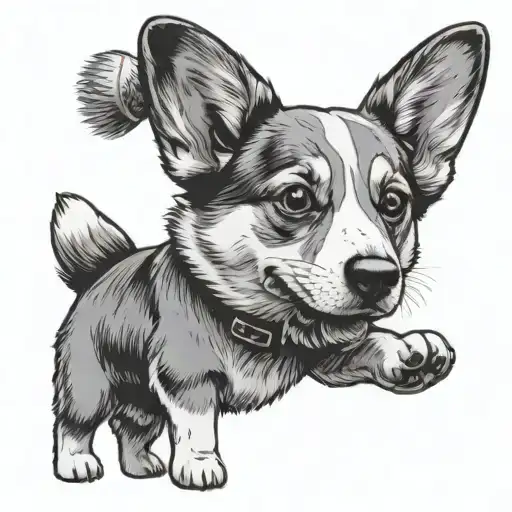 welsh corgi dawn of the dead  tattoo design idea