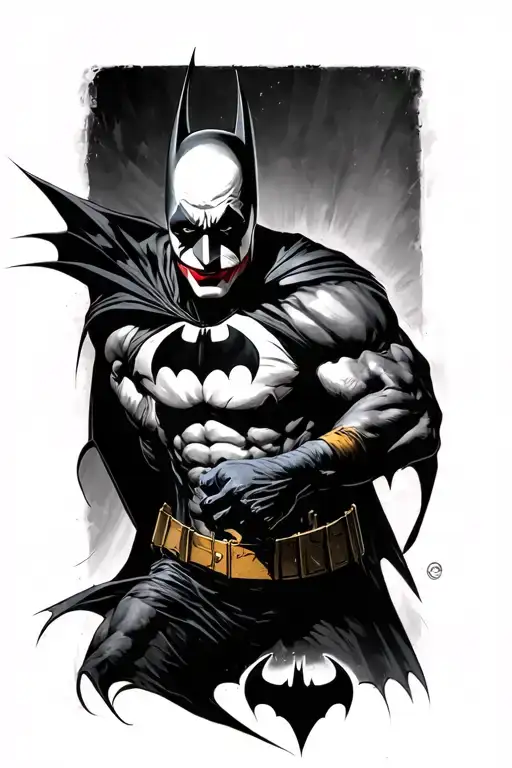 Batman fighting joker tattoo design idea