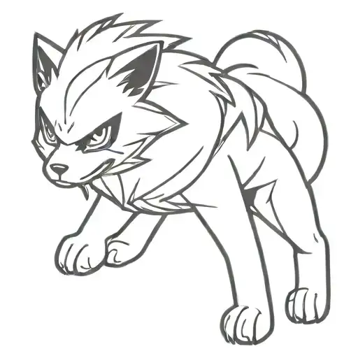 pokemon Arcanine Black and White tattoo design idea
