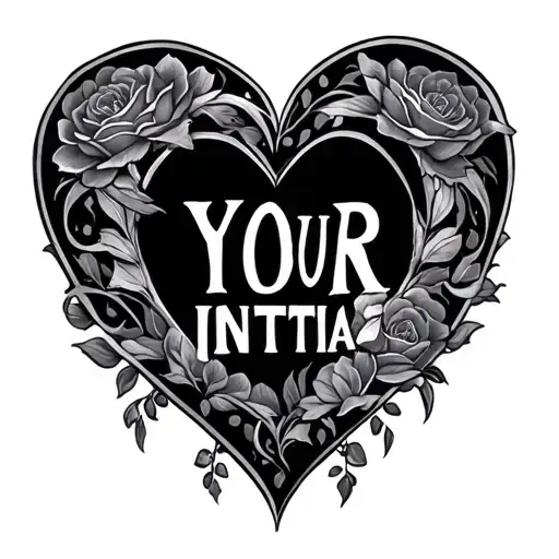 heart shape with words YOUR INITIALS inside  tattoo design idea