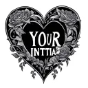 heart shape with words YOUR INITIALS inside  tattoo design idea