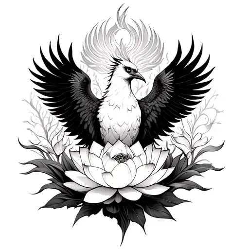 lotus flower blooming and phoenix rising Phoenix bird tattoo design idea