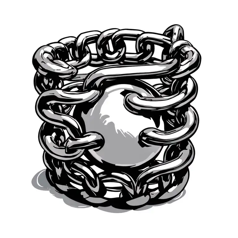 ball and chain bracelet tattoo design idea