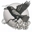 Raven flying tattoo design idea