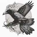Raven flying tattoo design idea