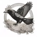 Raven flying tattoo design idea