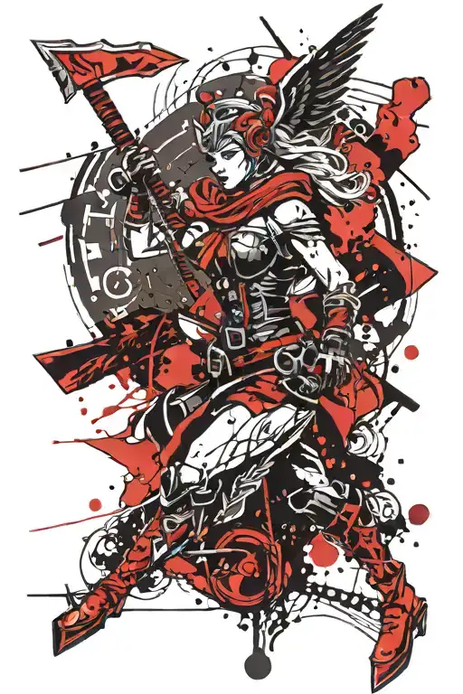 valkyrie with axe tattoo design idea
