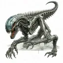 xenomorph crawling down leg tattoo design idea