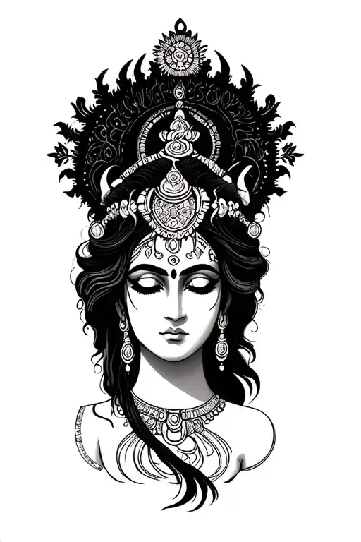 goddess kali body with language out tattoo design idea