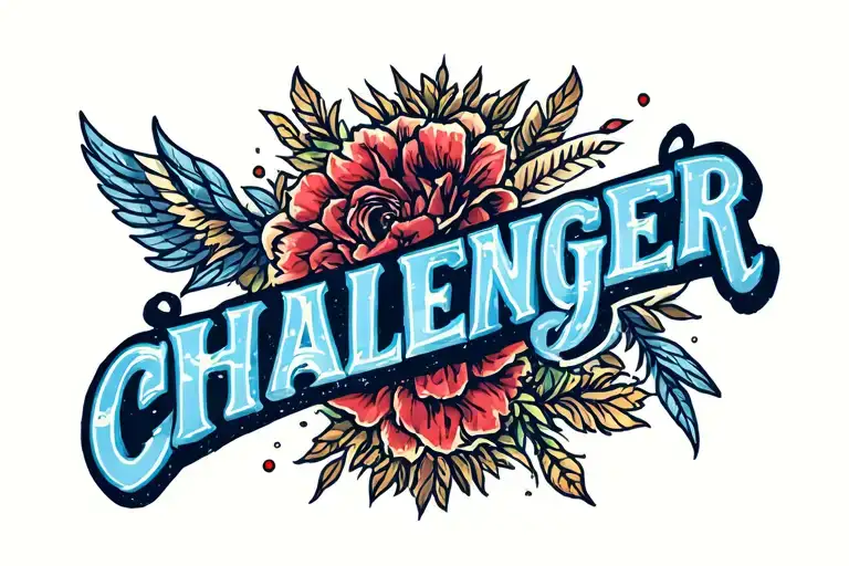 challenger word tattoo design idea