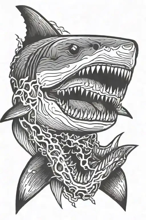 great white shark mouth open tattoo design idea