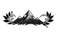 Pachamama spiral with mountain outline intertwined coca leaves tattoo design idea