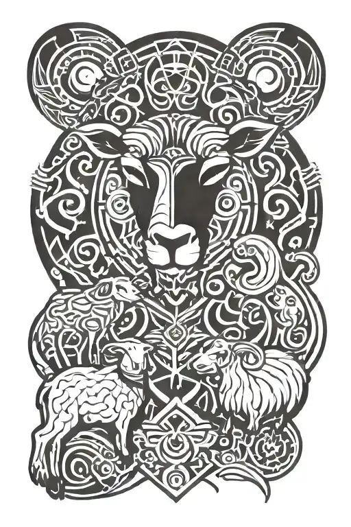 Sheep and monkey tattoo design idea