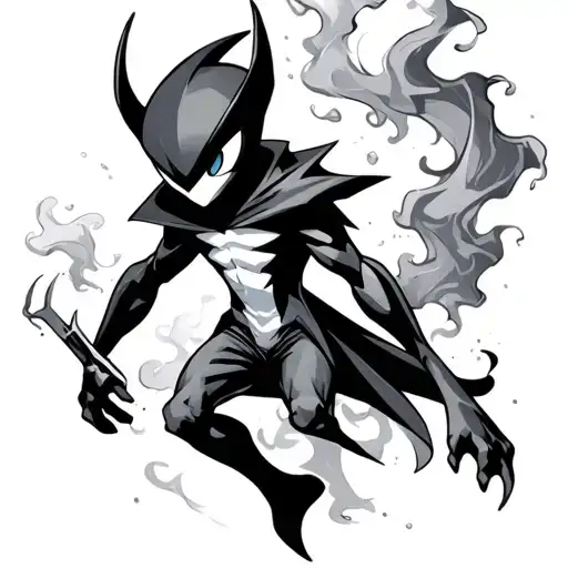 Greninja enrobed in smoke with cool effects around him tattoo design idea