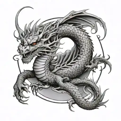 dragon and moon tattoo design idea