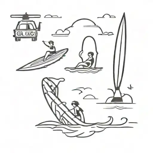 travel, scuba diving, surfing tattoo design idea