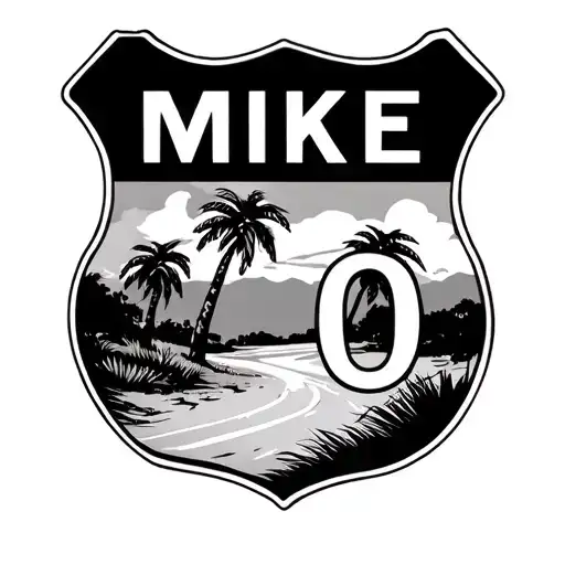 Mike 0 highway sign with palm trees tattoo design idea