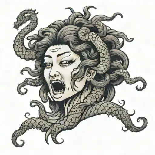 Medusa crying tattoo design idea