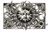 Sun face psychedelic tattoo design idea