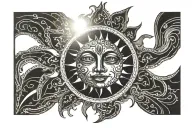 Sun face psychedelic tattoo design idea
