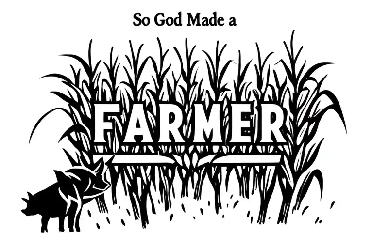 "So God Made a Farmer" field of corn with a show pig in front tattoo design idea