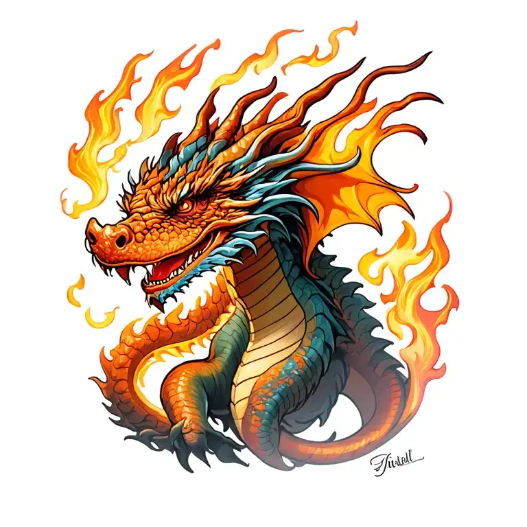fireball whiskey dragon tattoo design idea