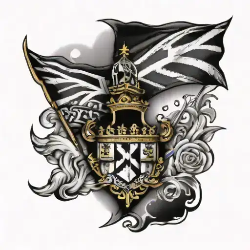 mens cornwall themed forearm tattoo with a conoe and cornish flag tattoo design idea