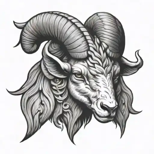 ram head + bull head with wings tattoo design idea