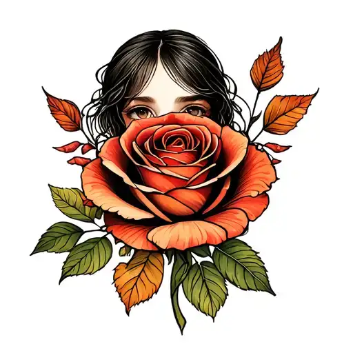 autumn rose little baby girl tattoo design idea