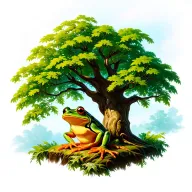 large tree and a frog sitting tattoo design idea