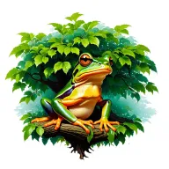 large tree and a frog sitting tattoo design idea