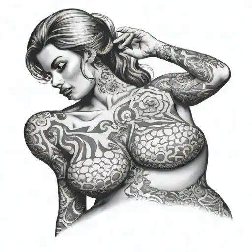 Boobs, ass, nude woman tattoo design idea
