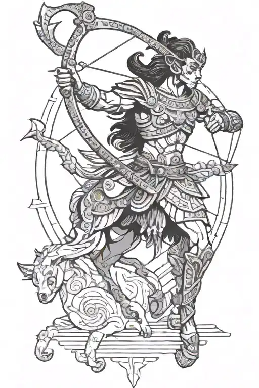 mayan 3d centaur archer coming tattoo design idea