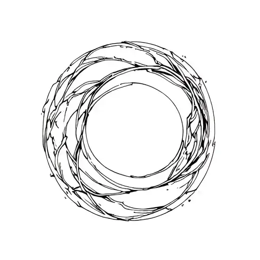 A concept design in the form of a hollow circle, meaning alone, passing through life's problems and reaching perfection tattoo design idea
