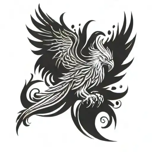 phoenix rising from the ashes symbolizing overcoming PTSD tattoo design idea