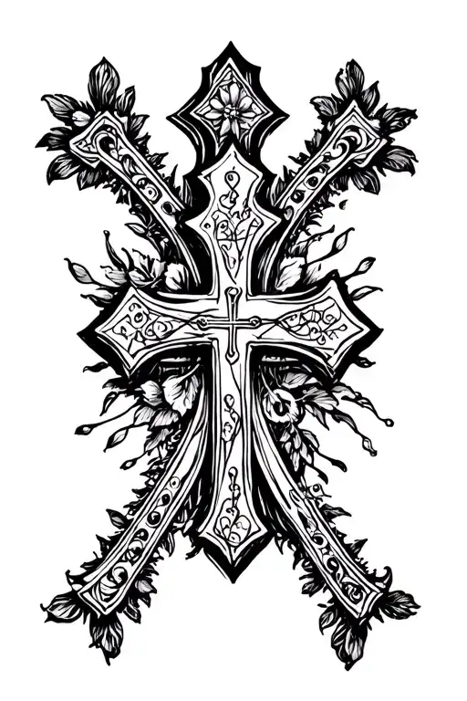 Cross of Lorraine with balance of the tattoo design idea