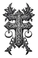 Cross of Lorraine with balance of the tattoo design idea