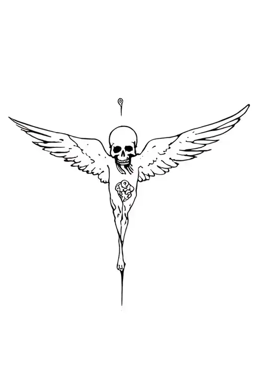 Icarus falling and memento mori tattoo design idea