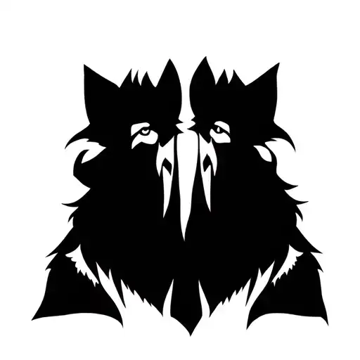 three wolves facing front view tattoo design idea