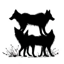 three wolves facing front view tattoo design idea